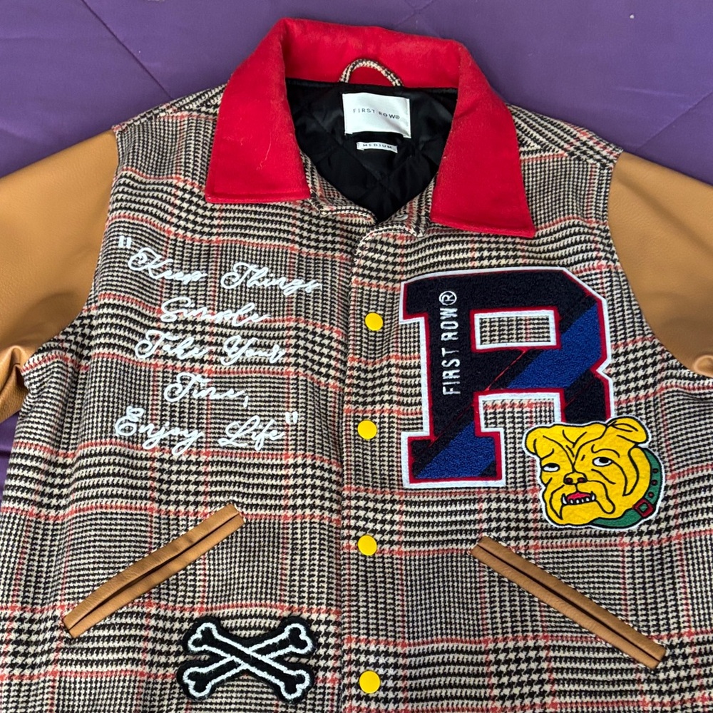 Women's Varsity Jacket - Red, Tan, Black
